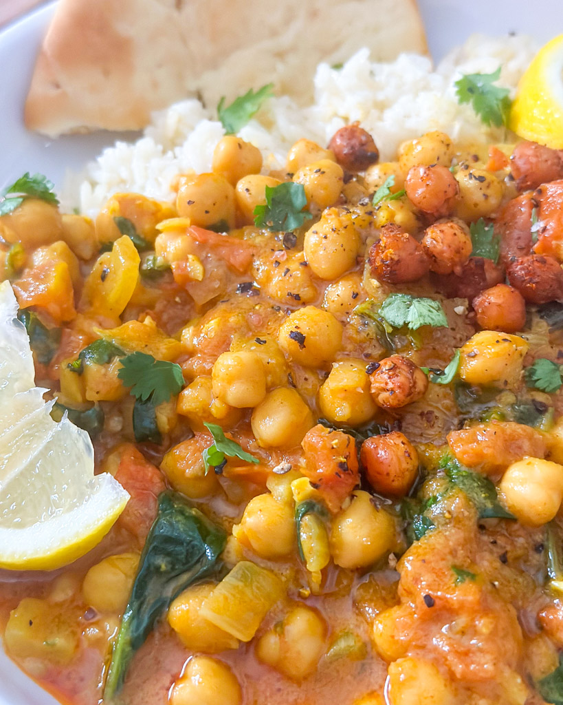 close up of vegan chickpea curry