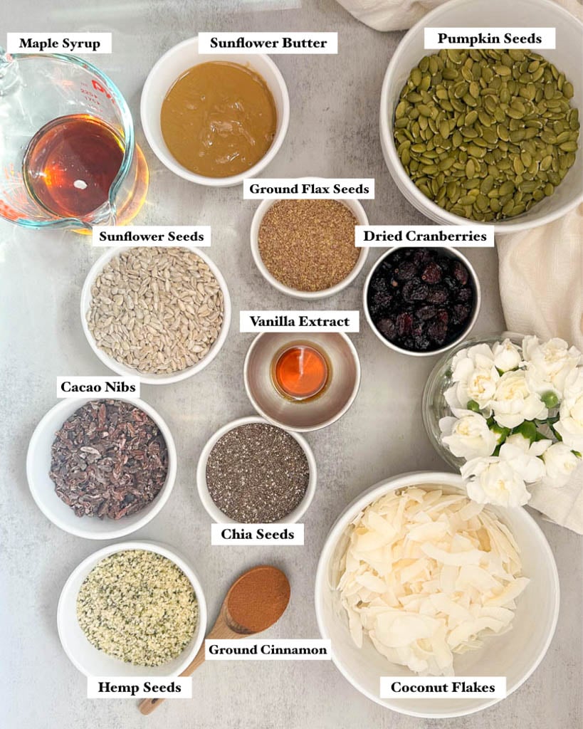 ingredients shown to make grain free nut free granola