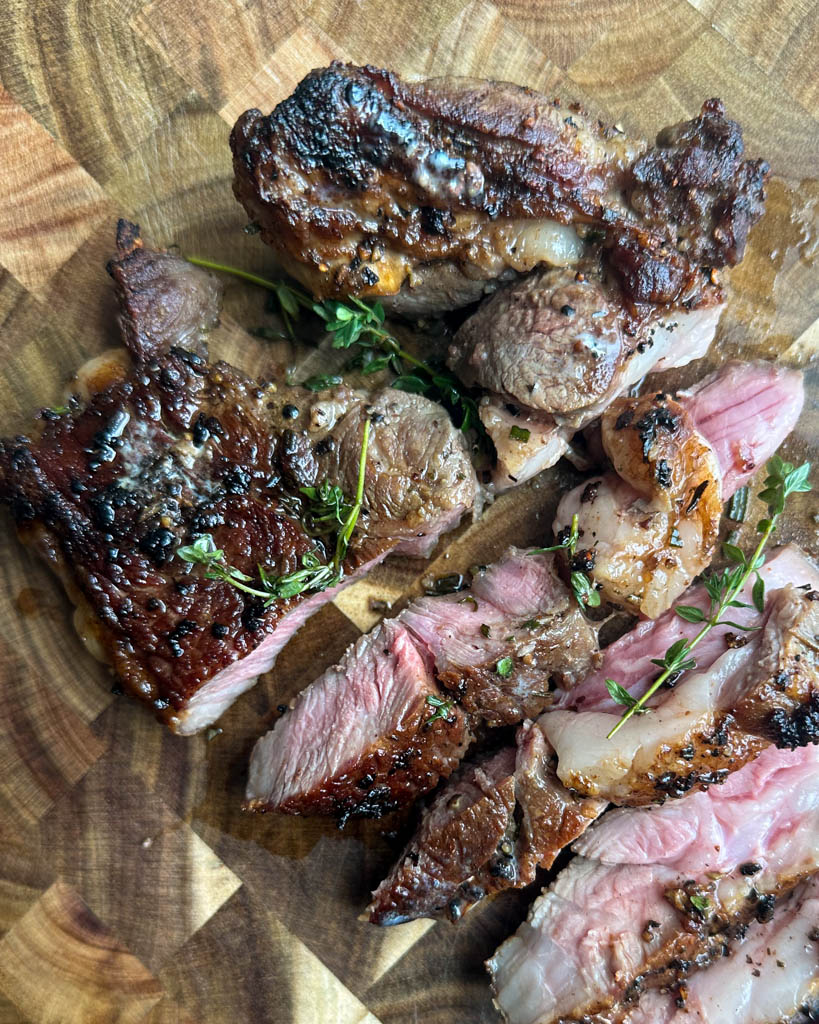 sliced lamb steak
