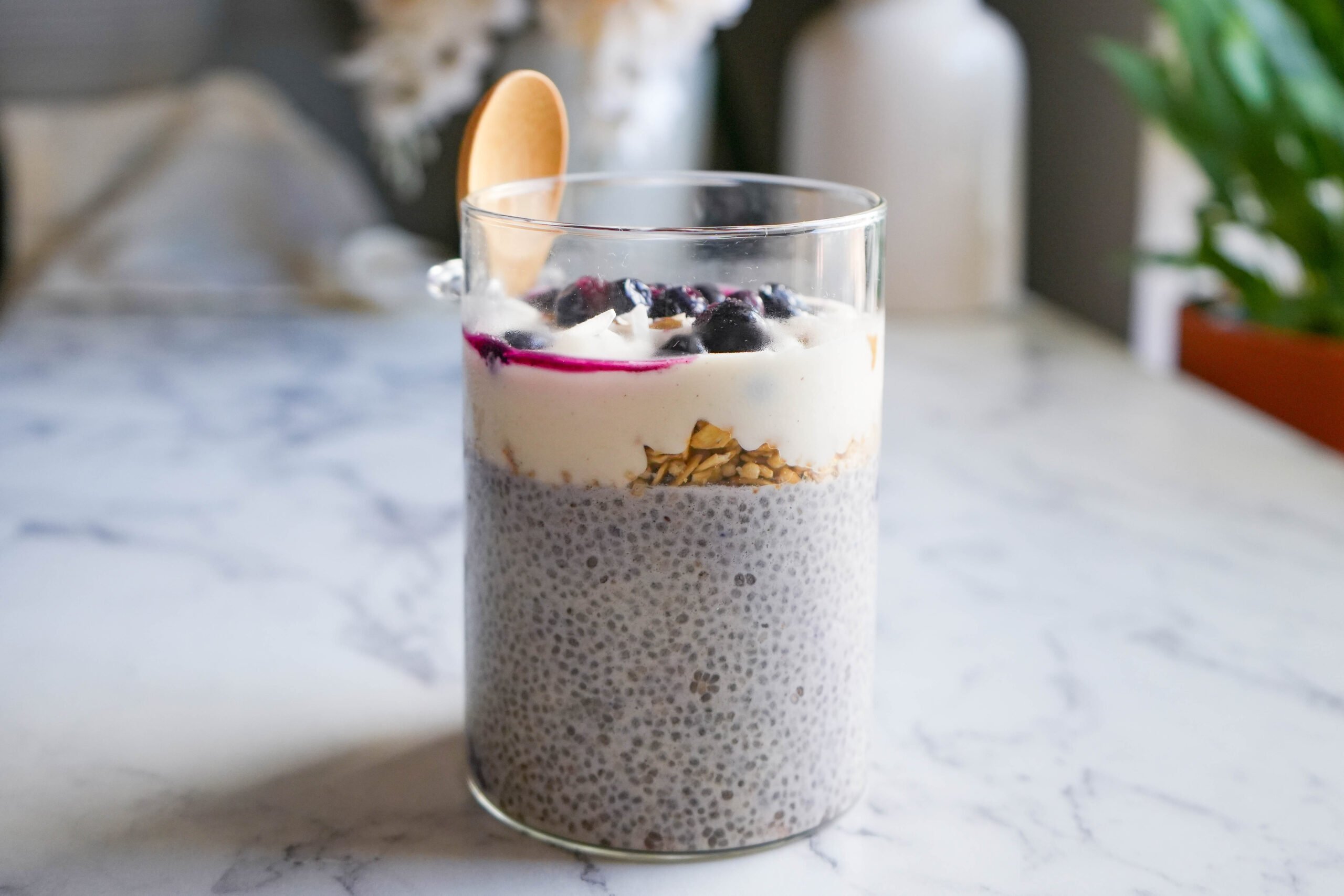 protein chia pudding in a jar