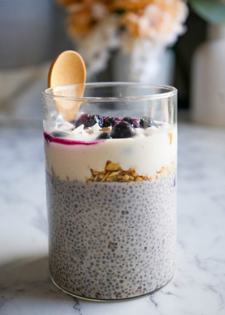 protein chia pudding in a jar