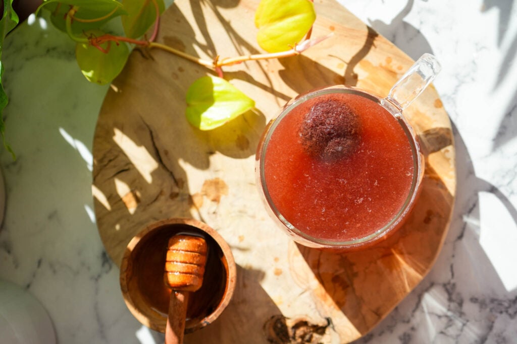 hibiscus elderberry tea bombs and a side of honey