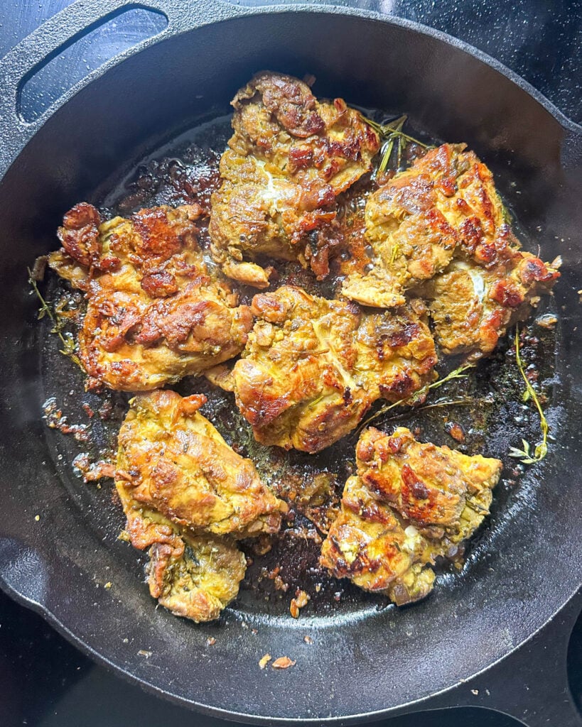 marinated cooked chicken thighs