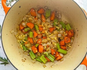 sauteed veggies in a dutch oven