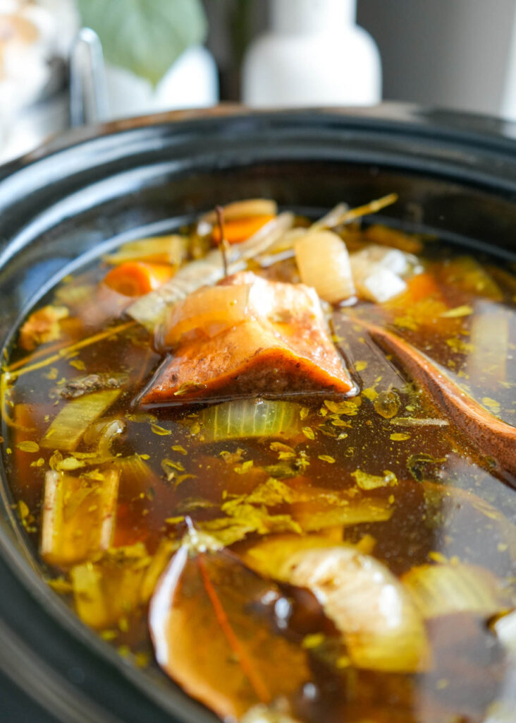 bone broth after cooking in a crockpot