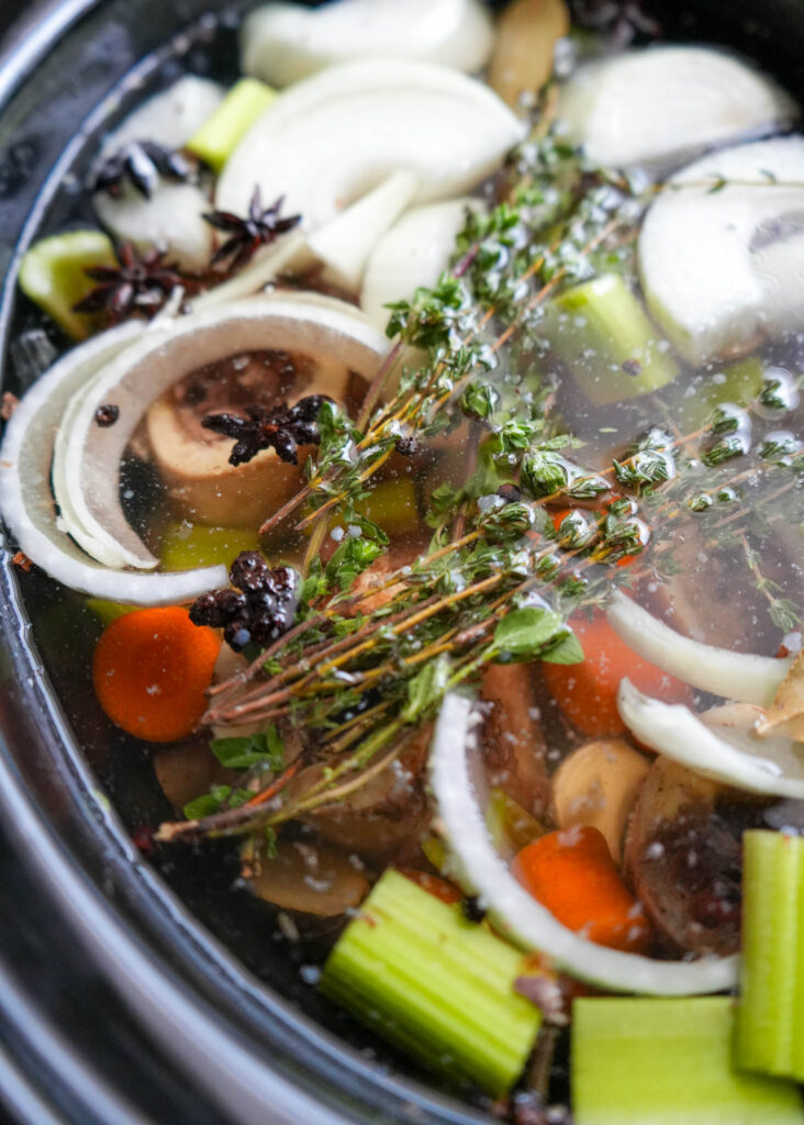 bone broth before cooking in a crockpot