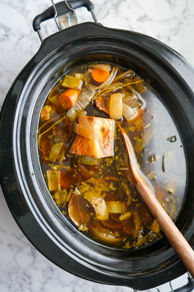 bone broth after cooking in a crockpot