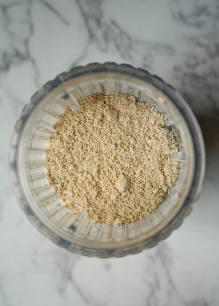 rolled oat flour in a blender