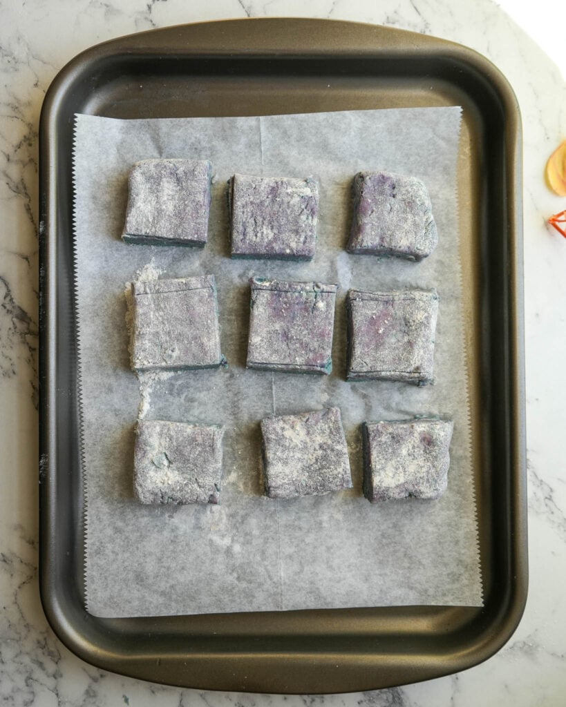 nine sweet potato biscuits before cooking