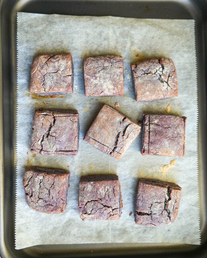 nine sweet potato biscuits after cooking