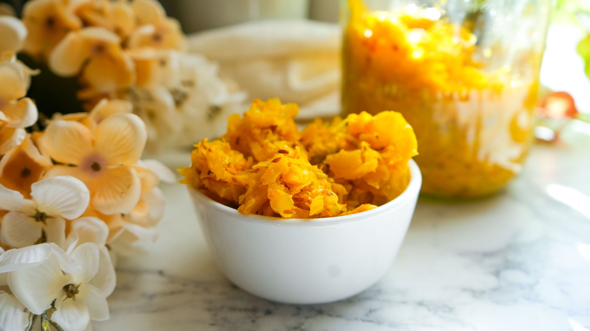 Gut Healthy Sauerkraut Recipe with Ginger and Turmeric