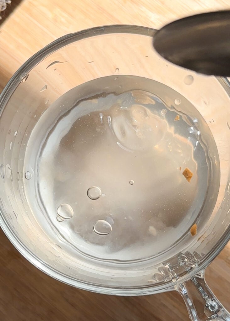 float test for ginger bug glass of water with ginger bug liquid to test readiness small bubbles appear at the top