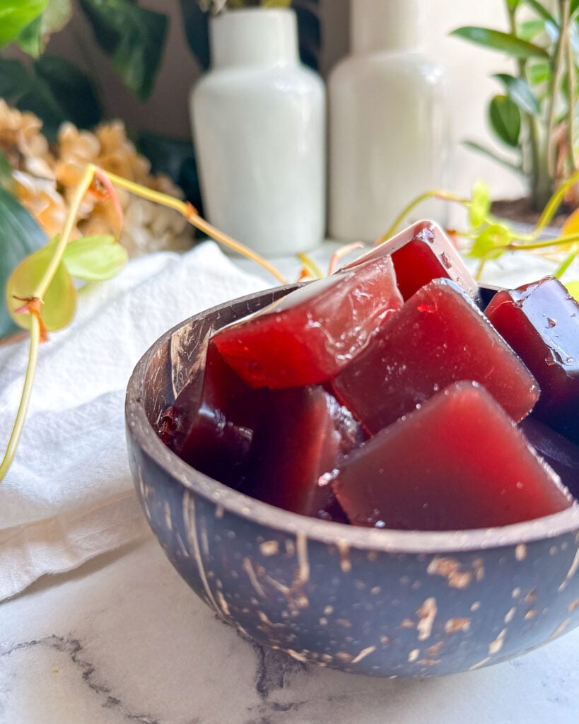 homemade collagen gummies in a bowl