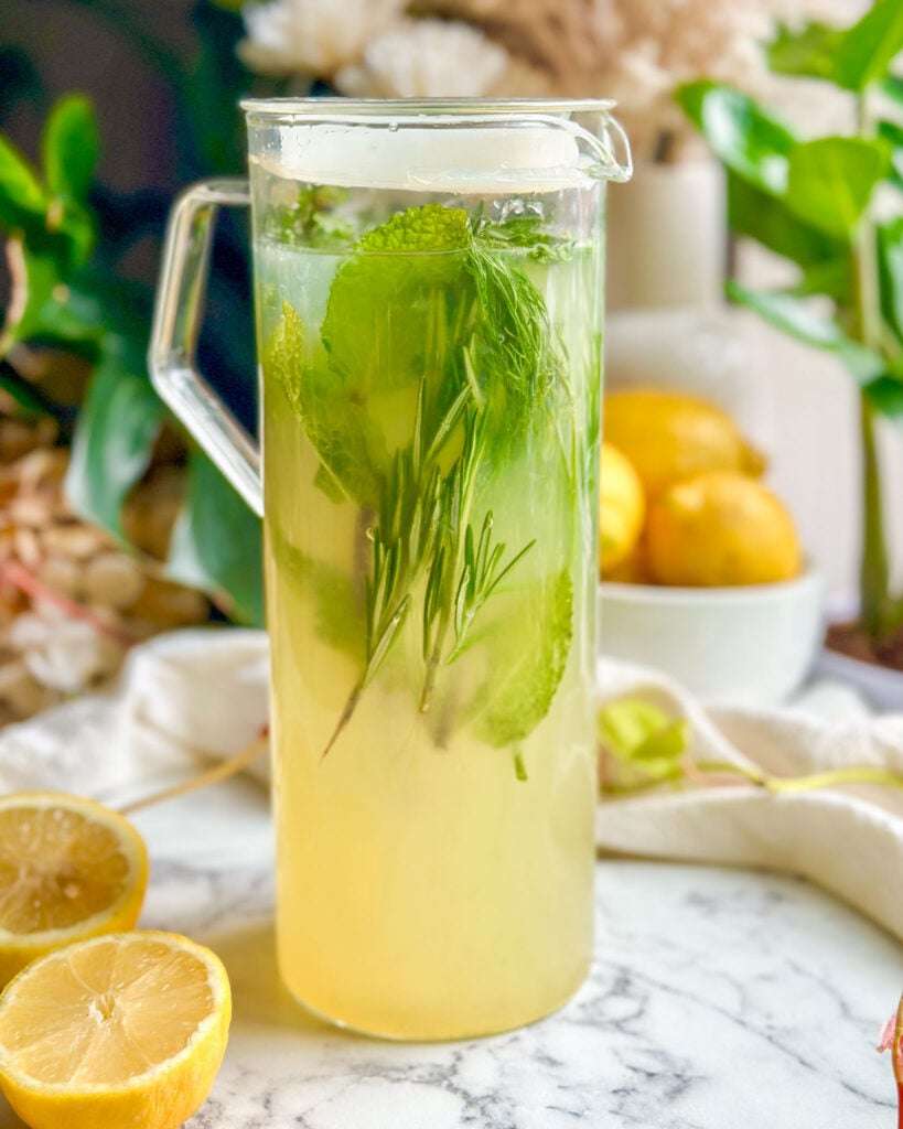 homemade lemonade infused with herbs and honey