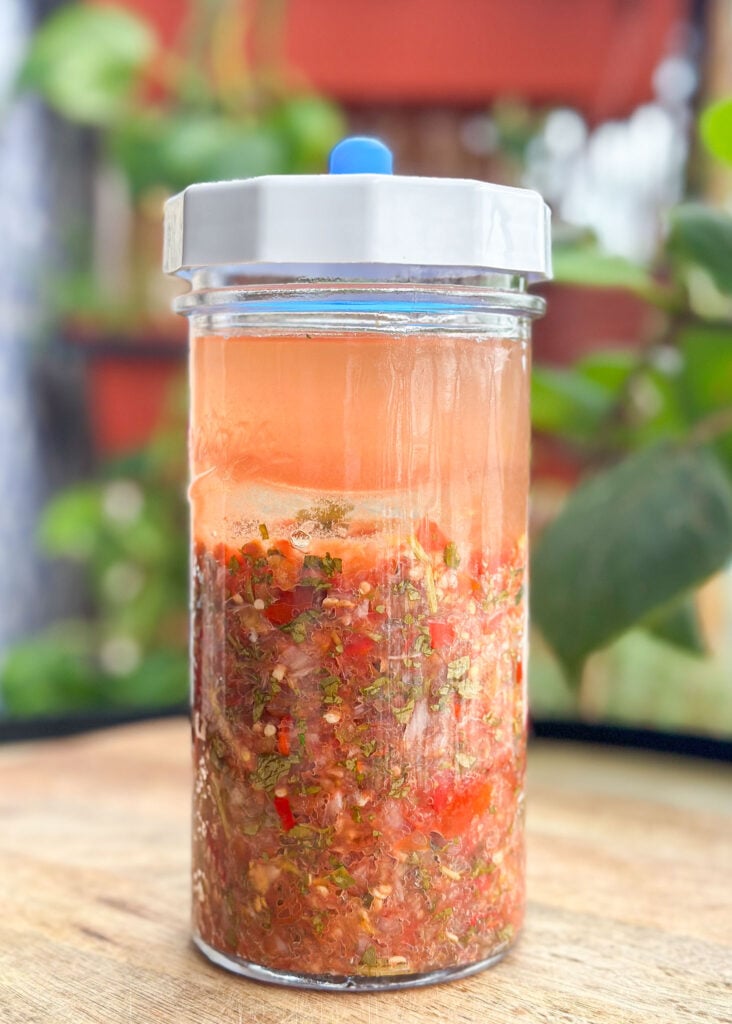 Fermented Salsa in a mason jar