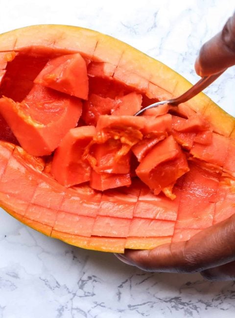 Cut papaya cubes