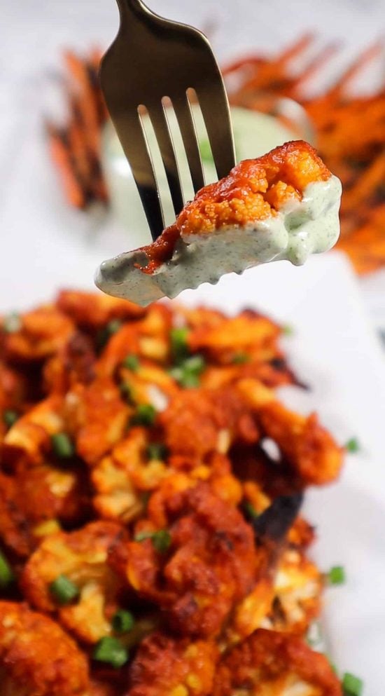 The Best Crispy Buffalo Wings with vegan ranch