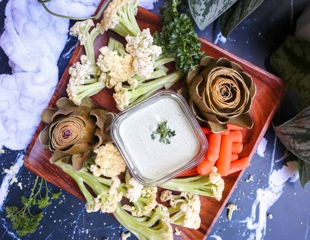 hemp seed ranch on a vegetable platter