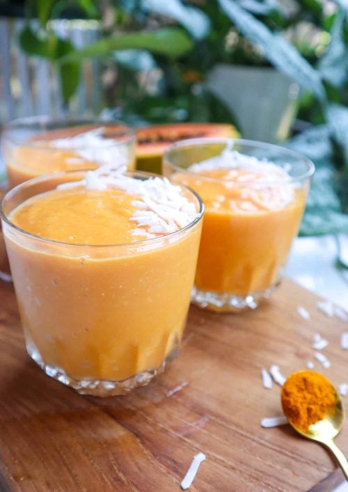 smoothie with papaya and turmeric